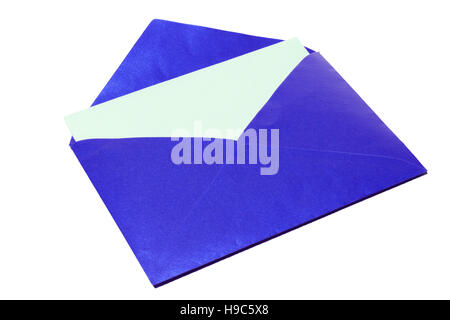 Gold envelope white a white sheet of paper inside isolated on white background Stock Photo