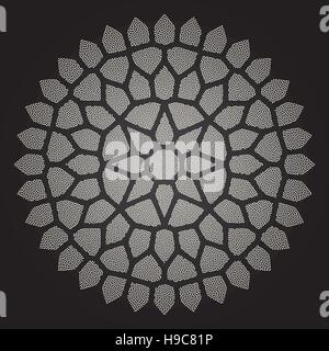 Vector Black and White Rounded Mandala Tattoo Stippling Ornament Stock Vector