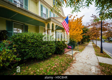 Autumn color and house in downtown Easton, Maryland. Stock Photo