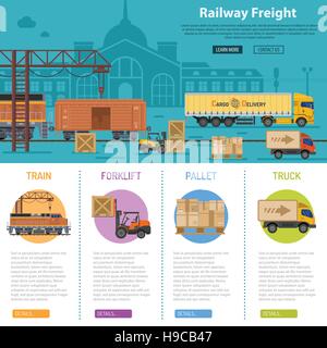 Freight Transport and Logistics Banner Infographics Stock Vector Image ...