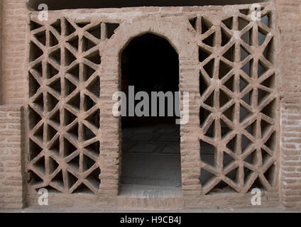 Pattern window at jameh mosque, Isfahan province, Ardestan, Iran Stock Photo