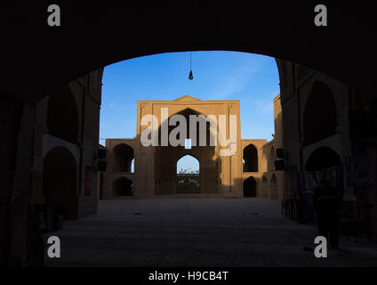 Jameh mosque iwan courtyard, Isfahan province, Ardestan, Iran Stock Photo