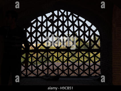 Pattern window at jameh mosque, Isfahan province, Ardestan, Iran Stock Photo