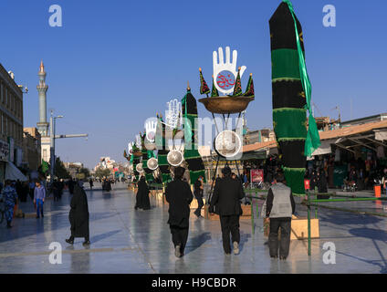 Fatima al-masumeh shrine esplanade during muharram, Central county, Qom, Iran Stock Photo