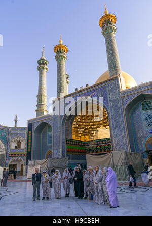Tourists visiting fatima al-masumeh shrine during muharram, Central county, Qom, Iran Stock Photo