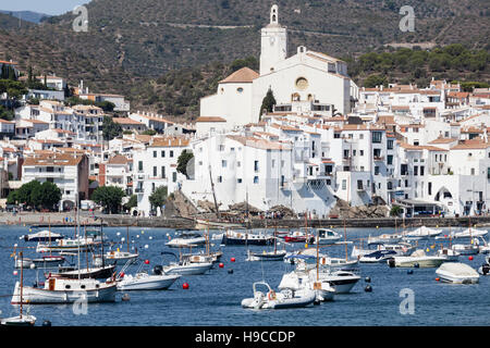Cadaques harbour and town on the Costa Brava coast in Catalonia, Spain. Stock Photo