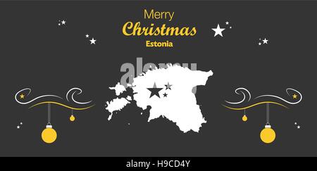Merry Christmas illustration theme with map of Estonia Stock Vector
