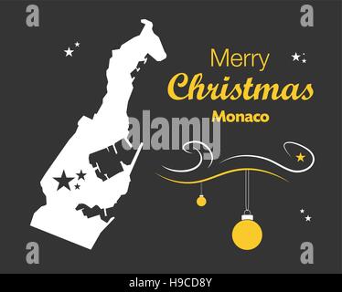 Merry Christmas illustration theme with map of Monaco Stock Vector