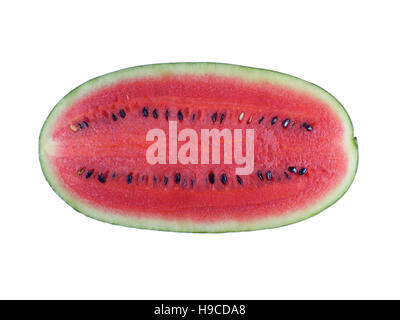 Half cut of ripe red watermelon isolated on white background Stock Photo