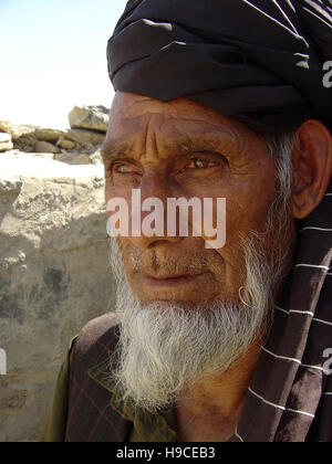 26th May 2004 Portrait of the watchman of the Afghan Red Crescent Society’s Chelstoon Health Clinic in Kabul, Afghanistan. Stock Photo