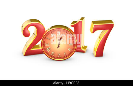 Christmas symbol and metaphor (the clock). Happy New Year 2017. Isolated white background. Available in high-resolution and several sizes Stock Photo
