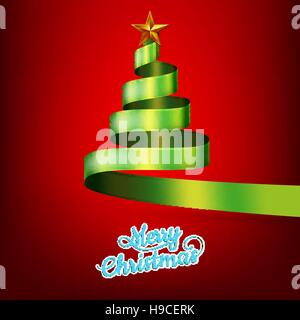 Christmas tree from green ribbon and star. EPS 10 vector file included Stock Vector