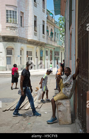 Busy street scene in Havana Life on the streets of Centro Havana Cuba Stock Photo