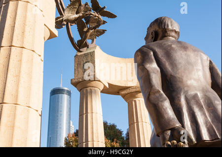 Statue of Pierre de Coubertin, father of the modern Olympic movement, at Centennial Olympic Park in Atlanta, Georgia, USA. Stock Photo