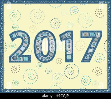 Happy New Year 2017 handmade. Stock Vector