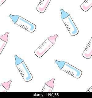 Nice seamless vector pattern with feeding bottles Stock Vector