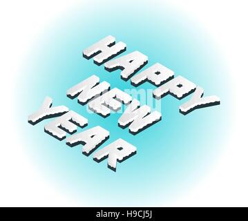 New Year, Snowy Style Isometric Write Concept Stock Vector