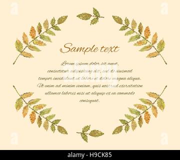 Vectorized hand-drawn watercolor design elements. Elegant frame with leaves in vintage style. Vector illustration. Stock Vector