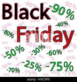 Black Friday vector background with numbers and percentages of discounts Stock Vector