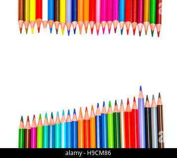 colored pencils on white background colored, group, multi Stock Photo