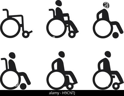 Wheelchair or invalid disabled. Icon set. Vector symbol Stock Vector