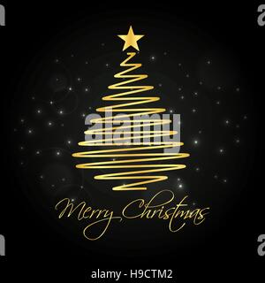 Abstract golden christmas tree. Merry Christmas greeting card design template Stock Vector