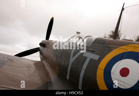 Replica Spitfire aircraft at Battle of Britain Memorial, Capel-le-Ferne, Folkestone, Kent. Stock Photo