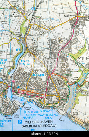 Ordnance Survey Map of Milford Haven, Pembrokeshire, West Wales Stock ...