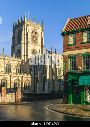 St Marys catholic church on a fine autumn morning with view of surrounding buildings in Beverley, Yorkshire, UK. Stock Photo