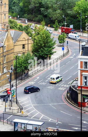 View from Hill House of Archway gyratory, North London, UK, before its redevelopment as a two-way system Stock Photo