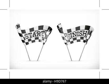 Checkered flag, start and finish vector icon Stock Vector