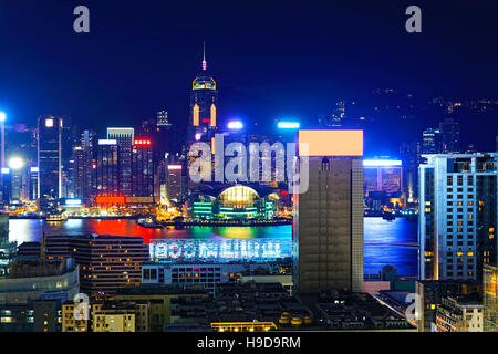 Hong Kong City skylines at Night Stock Photo