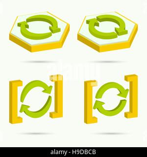Isometric icons. Collection of four icons updates. Vector illustration Stock Vector