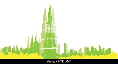 Isolated colored skyline of Dubai, Vector illustration Stock Vector