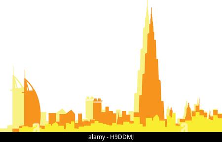 Isolated colored skyline of Dubai, Vector illustration Stock Vector