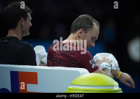The O2, London, UK. 19th Nov, 2016. Day 7 evening doubles match during a break. © sportsimages Stock Photo