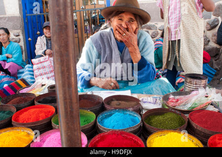 Sacred Valley, Pisac, Peru. Pisac Sunday market day. Pisac. Sacred Valley. Pisac, or Pisaq in Quechua, is a small town about 35 km from Cuzco. Pisac i Stock Photo