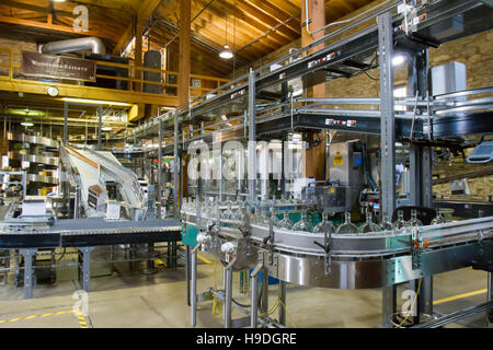 Versailles, KY, USA - October 19, 2016 : Bottling process inside Woodford Reserves Distillery factory. Stock Photo