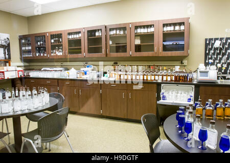Lawrenceburg, KY, USA - October 19, 2016 : Sensory tasting and control lab inside Wild Turkey Bourbon Distillery. Stock Photo