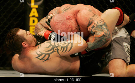 Tim Sylvia, left, fights Jeff Monson during the Ultimate Fighting Championship UFC 65 at the Arco Arena in Sacramento, CA, on November 18, 2006. Photo credit: Francis Specker Stock Photo