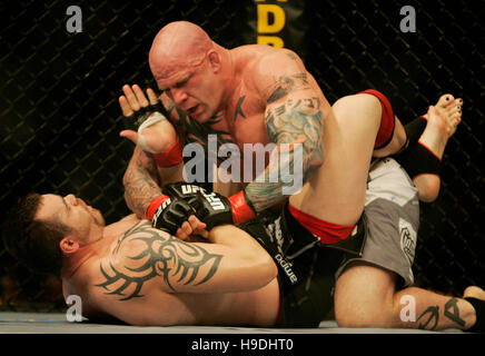 Tim Sylvia, left, fights Jeff Monson during the Ultimate Fighting Championship UFC 65 at the Arco Arena in Sacramento, CA, on November 18, 2006. Photo credit: Francis Specker Stock Photo