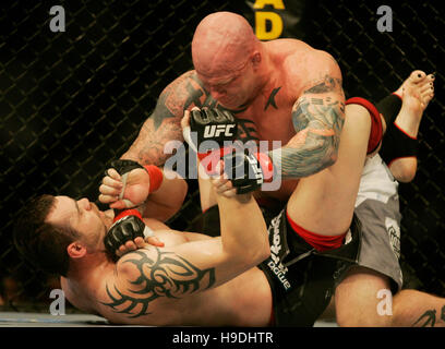 Tim Sylvia, left, fights Jeff Monson during the Ultimate Fighting Championship UFC 65 at the Arco Arena in Sacramento, CA, on November 18, 2006. Photo credit: Francis Specker Stock Photo