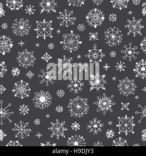 Hand drawn snowflakes seamless pattern Stock Vector