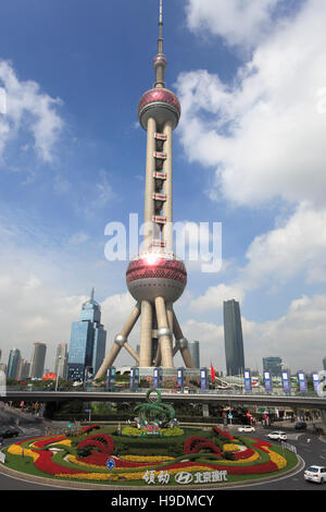 China, Shanghai, Pudong, Oriental Pearl Tower, park, Stock Photo