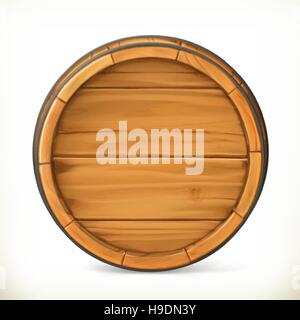 Barrel. Wooden sign. Vector 3d icon Stock Vector