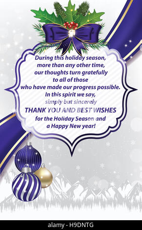 Thank you business greeting card for Christmas and New Year. Contains a ...