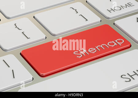 sitemap red key on keyboard. 3D rendering isolated on white background Stock Photo