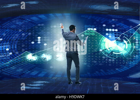 Young businessman in data mining concept Stock Photo