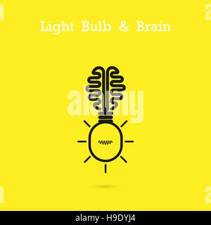 Creative brain logo and light bulb icon idea concept background.Business idea and Education concept.Vector illustration Stock Vector
