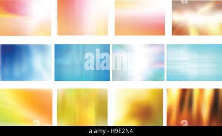 Vector Set of 12 Abstract Blurred Backgrounds, Eps 8 file, Gradient Mesh Used Stock Vector